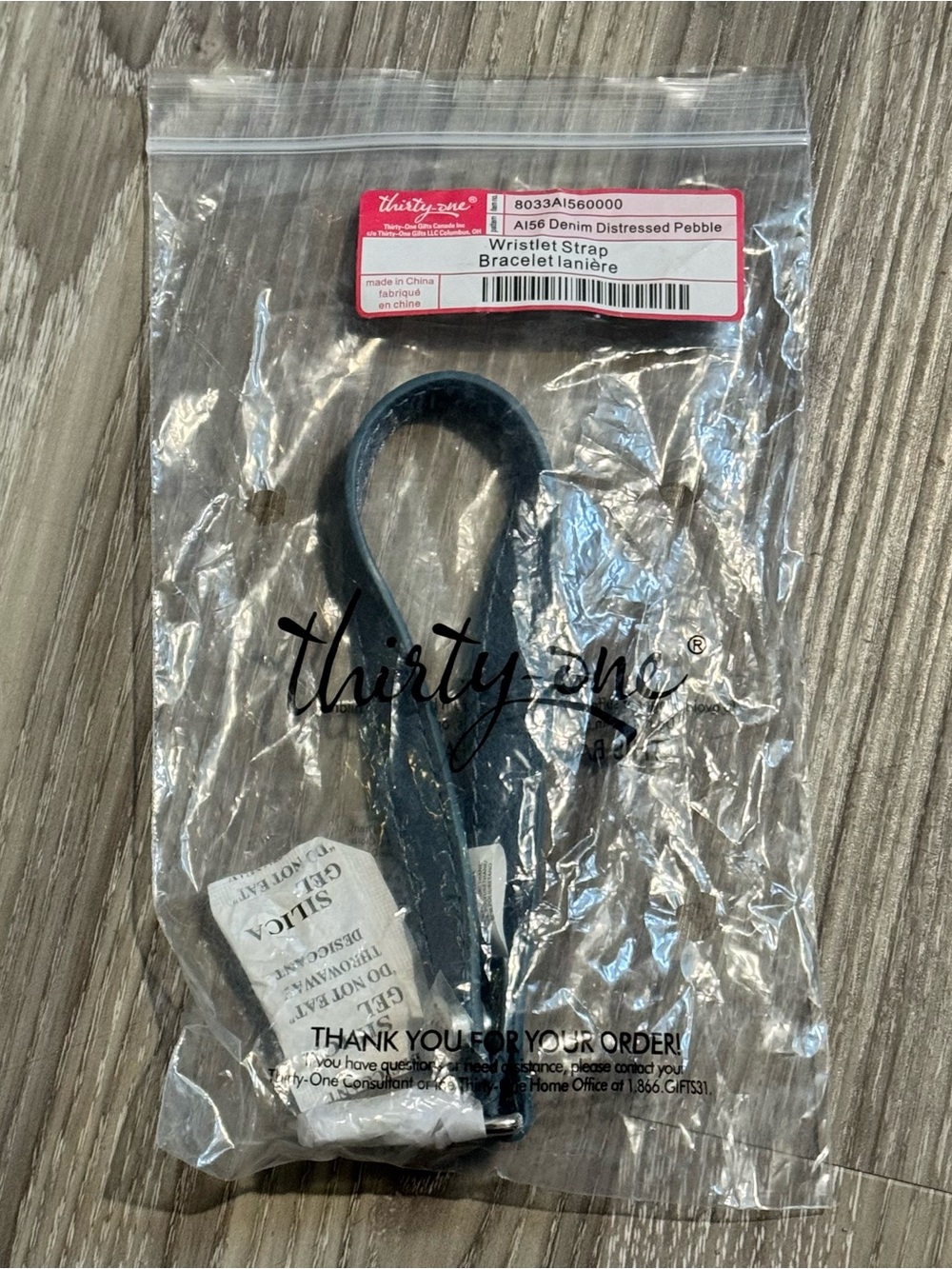 thirty-one Denim Distressed Pebble Wristlet Strap